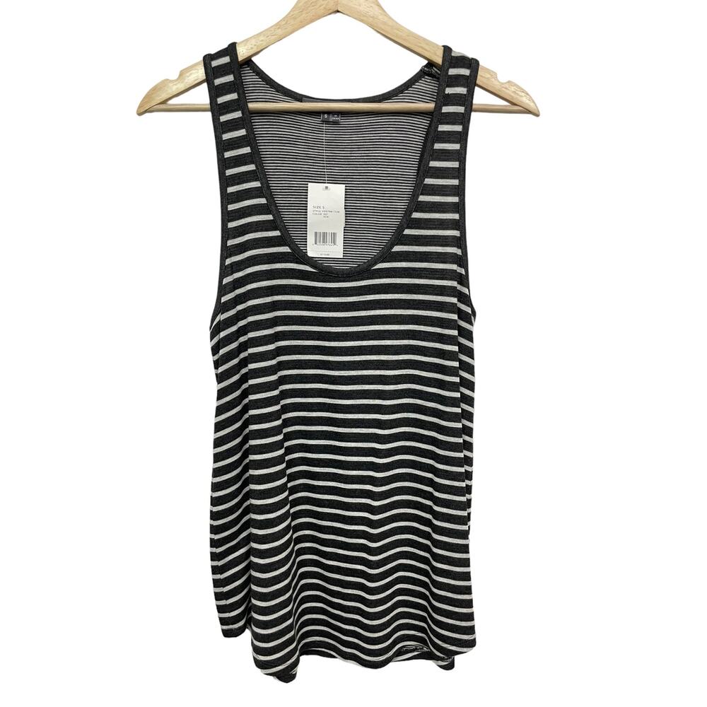 Vince Black and White Striped Tank Top